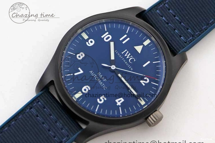 MIROTIME 0710 BestValue Mark XVIII IW328101 Black Ceramic M+F 1:1 Best Edition Blue Dial on Blue Nylon Strap A 7058